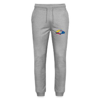 Colombia Australia Flag Heart Shape - Stanley/Stella Mover Unisex Organic Jogging Trousers - heather grey - Front - Marisol (170cm) & Nik (191cm)