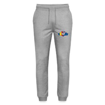 Romania Australia Flag Heart Shape - Stanley/Stella Mover Unisex Organic Jogging Trousers - heather grey - Front - Marisol (170cm) & Nik (191cm)