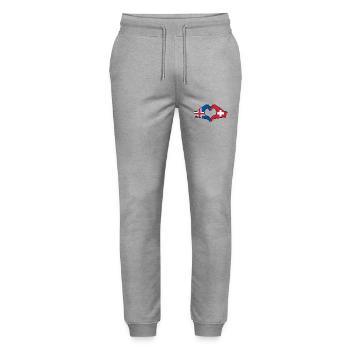 Iceland Switzerland Flag Hands Heart Shape - Stanley/Stella Mover Unisex Organic Jogging Trousers - heather grey - Front - Marisol (170cm) & Nik (191cm)