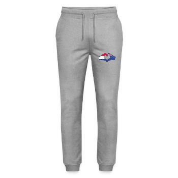 Hollande Nouvelle-Zélande drapeau mains forme de coeur utilisé - Pantalon de jogging bio MOVER Stanley/Stella unisexe - gris chiné - Devant - Marisol (170cm) & Nik (191cm)
