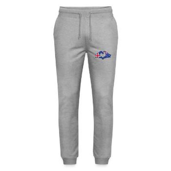 Islande Nouvelle-Zélande drapeau mains coeur utilisé - Pantalon de jogging bio MOVER Stanley/Stella unisexe - gris chiné - Devant - Marisol (170cm) & Nik (191cm)