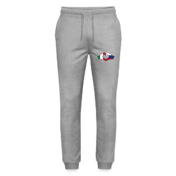 Italy Russia hands heart shape - Stanley/Stella Mover Unisex Organic Jogging Trousers - heather grey - Front - Marisol (170cm) & Nik (191cm)