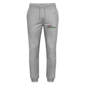 FREIES PALÄSTINA FÜR IMMER - Stanley/Stella Unisex Bio Jogginghose Mover  - Grau meliert - Vorne - Marisol (170cm) & Nik (191cm)