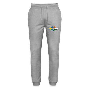 Sweden India hands heart shape - Stanley/Stella Mover Unisex Organic Jogging Trousers - heather grey - Front - Marisol (170cm) & Nik (191cm)