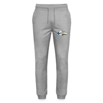 Finlande Inde mains forme de cœur - Pantalon de jogging bio MOVER Stanley/Stella unisexe - gris chiné - Devant - Marisol (170cm) & Nik (191cm)
