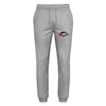 Kenya Islande mains forme de coeur - Pantalon de jogging bio MOVER Stanley/Stella unisexe - gris chiné - Devant - Marisol (170cm) & Nik (191cm)