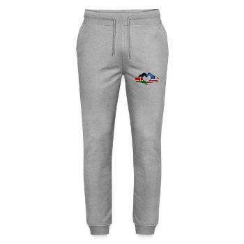 Kenya USA mains en forme de coeur - Pantalon de jogging bio MOVER Stanley/Stella unisexe - gris chiné - Devant - Marisol (170cm) & Nik (191cm)