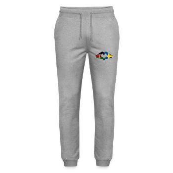 Kenya Sweden Hands Heart Shape - Stanley/Stella Mover Unisex Organic Jogging Trousers - heather grey - Front - Marisol (170cm) & Nik (191cm)