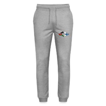 Kenya Finlande mains forme de coeur utilisé - Pantalon de jogging bio MOVER Stanley/Stella unisexe - gris chiné - Devant - Marisol (170cm) & Nik (191cm)