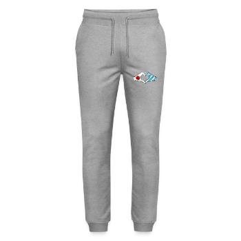 Japan Bavaria hands heart shape used - Stanley/Stella Mover Unisex Organic Jogging Trousers - heather grey - Front - Marisol (170cm) & Nik (191cm)