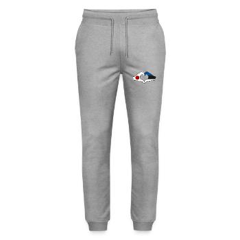 Japan Estonia Hands Heart Shape - Stanley/Stella Mover Unisex Organic Jogging Trousers - heather grey - Front - Marisol (170cm) & Nik (191cm)