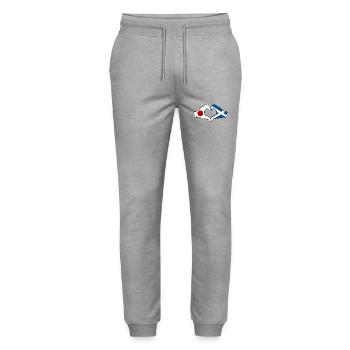 Japan Scotland Hands Heart Shape - Stanley/Stella Mover Unisex Organic Jogging Trousers - heather grey - Front - Marisol (170cm) & Nik (191cm)