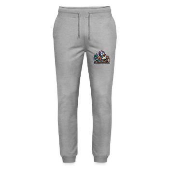 Sweet Duck Christmas - Stanley/Stella Mover Unisex Organic Jogging Trousers - heather grey - Front - Marisol (170cm) & Nik (191cm)