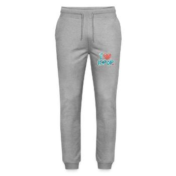 Ich liebe K-Pop - Stanley/Stella Unisex Bio Jogginghose Mover  - Grau meliert - Vorne - Marisol (170cm) & Nik (191cm)