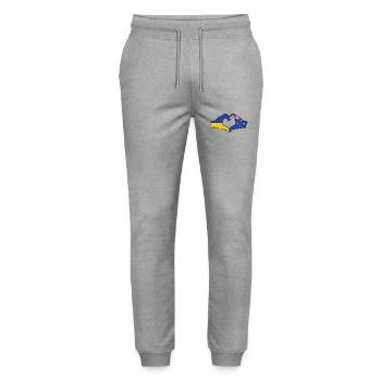 Ukraine New Zealand Flag Hands Heart Shape - Stanley/Stella Mover Unisex Organic Jogging Trousers - heather grey - Front - Marisol (170cm) & Nik (191cm)