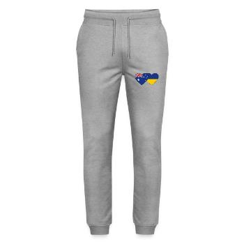 Drapeau de l’Australie et de l’Ukraine - Pantalon de jogging bio MOVER Stanley/Stella unisexe - gris chiné - Devant - Marisol (170cm) & Nik (191cm)