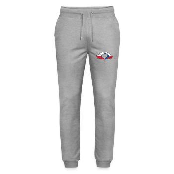Pologne République tchèque drapeau mains coeur utilisé - Pantalon de jogging bio MOVER Stanley/Stella unisexe - gris chiné - Devant - Marisol (170cm) & Nik (191cm)