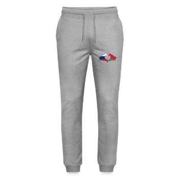 Russland Belarus Flagge Hände Herzform - Stanley/Stella Unisex Bio Jogginghose Mover  - Grau meliert - Vorne - Marisol (170cm) & Nik (191cm)