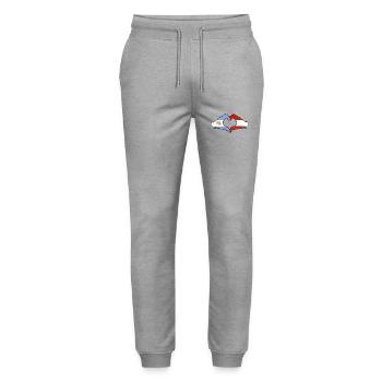 Argentina Austria Flag Hands Heart Shape Used - Stanley/Stella Mover Unisex Organic Jogging Trousers - heather grey - Front - Marisol (170cm) & Nik (191cm)