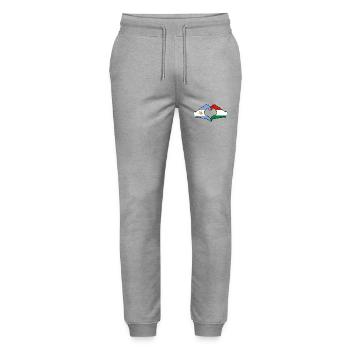Argentina Hungary Flag Hands Heart Shape - Stanley/Stella Mover Unisex Organic Jogging Trousers - heather grey - Front - Marisol (170cm) & Nik (191cm)