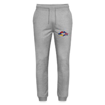 Armenia Iceland Flag Hands Heart Shape Used - Stanley/Stella Mover Unisex Organic Jogging Trousers - heather grey - Front - Marisol (170cm) & Nik (191cm)