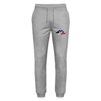 Estonia Chile Flag Hands Heart Shape - Stanley/Stella Mover Unisex Organic Jogging Trousers - heather grey - Front - Marisol (170cm) & Nik (191cm)