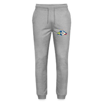 Sweden Philippines Flag Hands Heart Shape - Stanley/Stella Mover Unisex Organic Jogging Trousers - heather grey - Front - Marisol (170cm) & Nik (191cm)