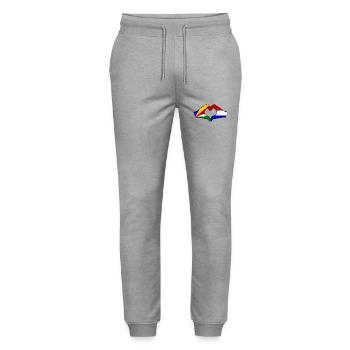Seychelles Holland Flag Hands Heart Shape - Stanley/Stella Mover Unisex Organic Jogging Trousers - heather grey - Front - Marisol (170cm) & Nik (191cm)
