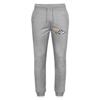 Seychelles Ecosse Drapeau Mains Coeur Forme - Pantalon de jogging bio MOVER Stanley/Stella unisexe - gris chiné - Devant - Marisol (170cm) & Nik (191cm)