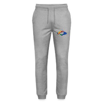 Seychelles Nouvelle-Zélande drapeau mains forme de coeur utilisé - Pantalon de jogging bio MOVER Stanley/Stella unisexe - gris chiné - Devant - Marisol (170cm) & Nik (191cm)