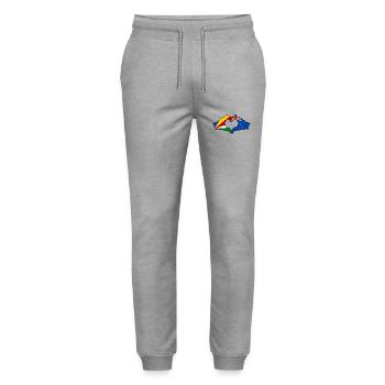 Seychelles Nouvelle-Zélande Drapeau Mains Coeur Forme - Pantalon de jogging bio MOVER Stanley/Stella unisexe - gris chiné - Devant - Marisol (170cm) & Nik (191cm)