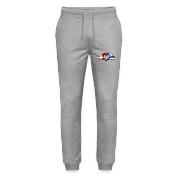 Denmark Puerto Rico Hands Heart Shape Used - Stanley/Stella Mover Unisex Organic Jogging Trousers - heather grey - Front - Marisol (170cm) & Nik (191cm)