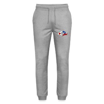 Japan Chile Flagge Hände Herzform used - Stanley/Stella Unisex Bio Jogginghose Mover  - Grau meliert - Vorne - Marisol (170cm) & Nik (191cm)