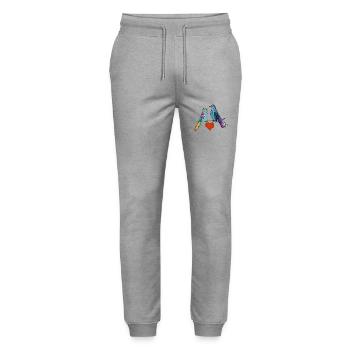 Oiseaux colorés - Pantalon de jogging bio MOVER Stanley/Stella unisexe - gris chiné - Devant - Marisol (170cm) & Nik (191cm)