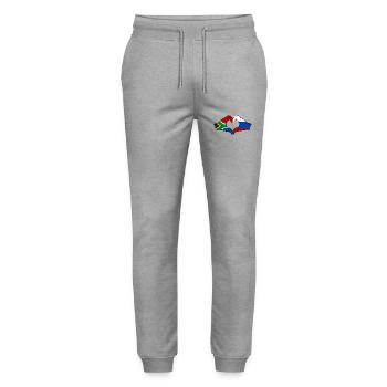 Südafrika Russland Flagge Hände Herzform - Stanley/Stella Unisex Bio Jogginghose Mover  - Grau meliert - Vorne - Marisol (170cm) & Nik (191cm)