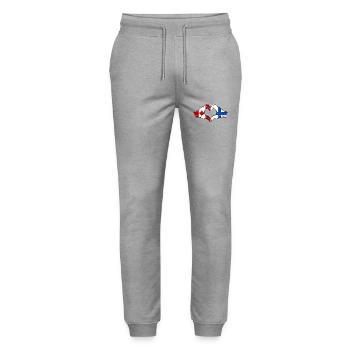 Canada Finlande drapeau mains coeur utilisé - Pantalon de jogging bio MOVER Stanley/Stella unisexe - gris chiné - Devant - Marisol (170cm) & Nik (191cm)