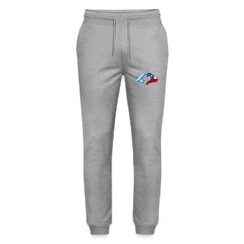 Bavière, Chili, drapeau, aiguilles, forme de coeur utilisé - Pantalon de jogging bio MOVER Stanley/Stella unisexe - gris chiné - Devant - Marisol (170cm) & Nik (191cm)