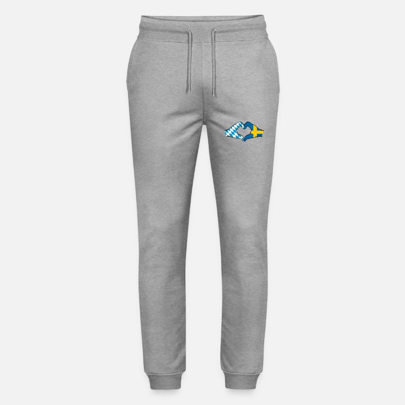 Bavière, Suède, Drapeau, Aiguilles, Coeur - Pantalon de jogging bio MOVER Stanley/Stella unisexe - gris chiné