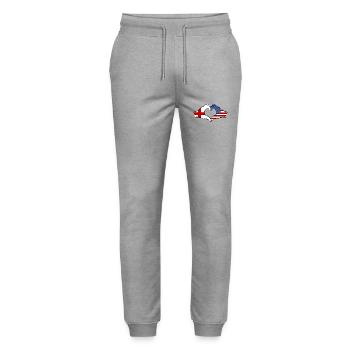 England USA Flagge Haende Herzform - Stanley/Stella Unisex Bio Jogginghose Mover  - Grau meliert - Vorne - Marisol (170cm) & Nik (191cm)