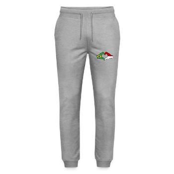 Brésil Monaco Drapeau Main Coeur Forme - Pantalon de jogging bio MOVER Stanley/Stella unisexe - gris chiné - Devant - Marisol (170cm) & Nik (191cm)