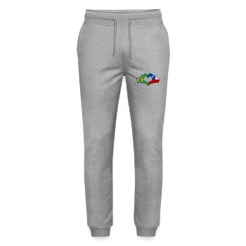 Brazil Chile Flag Hands Heart Shape - Stanley/Stella Mover Unisex Organic Jogging Trousers - heather grey - Front - Marisol (170cm) & Nik (191cm)