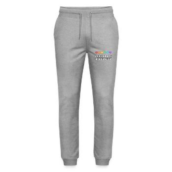 Celebrate Diversity Rainbow Hearts - Stanley/Stella Mover Unisex Organic Jogging Trousers - heather grey - Front - Marisol (170cm) & Nik (191cm)
