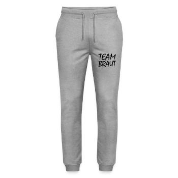 Team Braut - Stanley/Stella Unisex Bio Jogginghose Mover  - Grau meliert - Vorne - Marisol (170cm) & Nik (191cm)