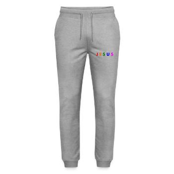 Jesus - Stanley/Stella Mover Unisex Organic Jogging Trousers - heather grey - Front - Marisol (170cm) & Nik (191cm)