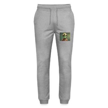 niedliche kleine grüne Retro Vintage Alien Feuerwehrmann - Stanley/Stella Unisex Bio Jogginghose Mover  - Grau meliert - Vorne - Marisol (170cm) & Nik (191cm)