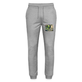 niedliche kleine grüne retro vintage alien jeden tag - Stanley/Stella Unisex Bio Jogginghose Mover  - Grau meliert - Vorne - Marisol (170cm) & Nik (191cm)