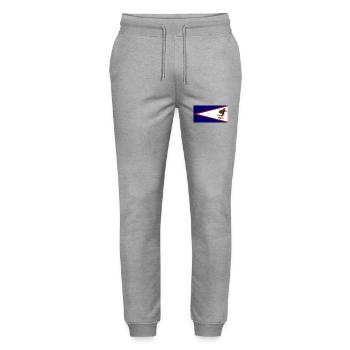 American Samoa - Stanley/Stella Mover Unisex Organic Jogging Trousers - heather grey - Front - Marisol (170cm) & Nik (191cm)