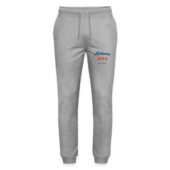MILLESIME 2014, anniversaire 7 ans personnalisé - Pantalon de jogging bio MOVER Stanley/Stella unisexe - gris chiné - Devant - Marisol (170cm) & Nik (191cm)