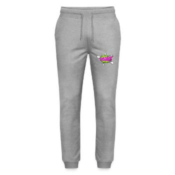 Wham! Comic Style Bubble Graffiti Lettering - Stanley/Stella Mover Unisex Organic Jogging Trousers - heather grey - Front - Marisol (170cm) & Nik (191cm)
