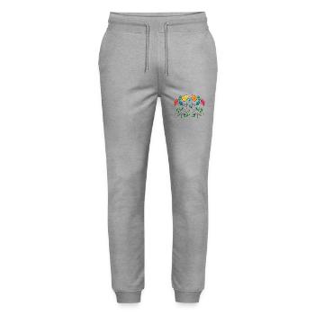 Blumen - Stanley/Stella Unisex Bio Jogginghose Mover  - Grau meliert - Vorne - Marisol (170cm) & Nik (191cm)
